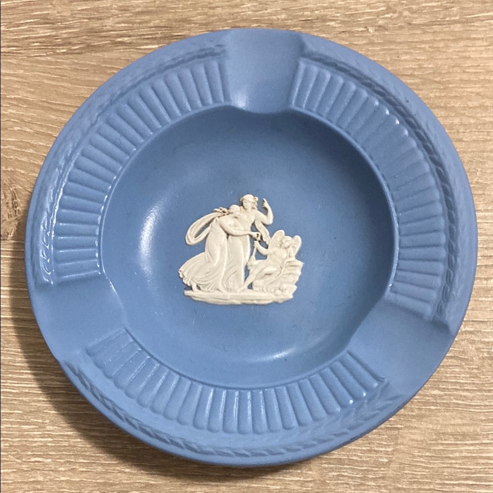 Vintage Wedgwood Blue Jasperware Pin Dish / Ashtray / Trinket Plate